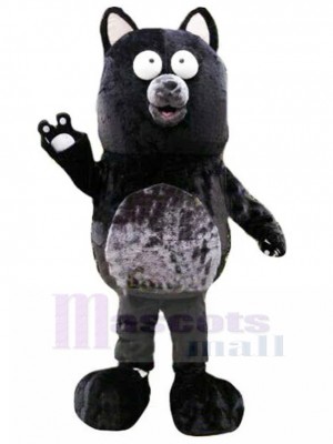 Idiot Noir et gris Chien Costume de mascotte Animal