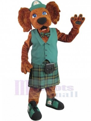 brun Setter irlandais Chien Costume de mascotte en uniforme de travail vert Animal