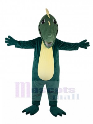 Vert foncé Crocodile Costume de mascotte avec ventre jaune Animal