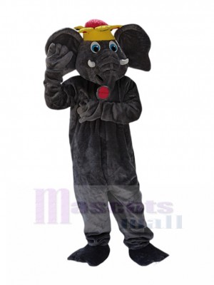 Éléphant gris Costume de mascotte avec couronne Animal