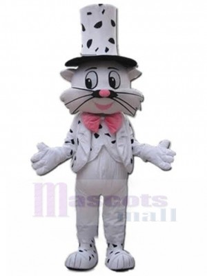 Magicien Chat blanc Costume de mascotte Animal en costume blanc