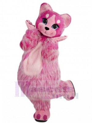 Chat rose foncé poilu Costume de mascotte Animal