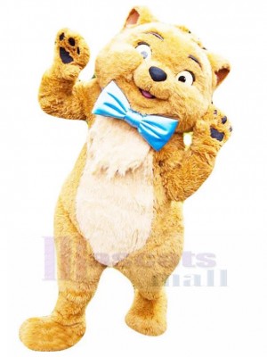Chat brun Costume de mascotte avec rosace bleue Animal
