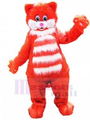 Poilu Chat Orange Costume de mascotte à rayures blanches Animal