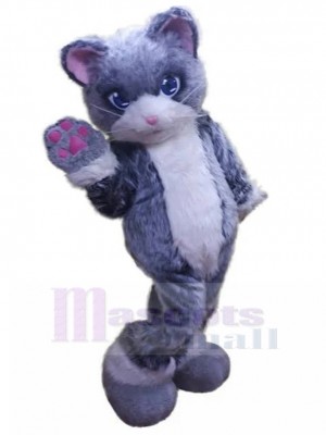 Velu Chat gris et blanc Fursuit Costume de mascotte Animal