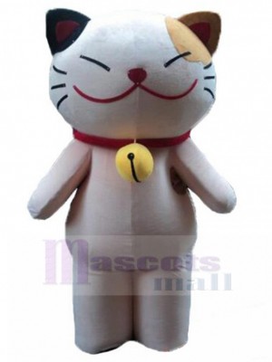 Tricolore Chat chanceux Costume de mascotte avec cloche Animal
