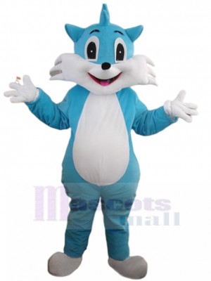 Aimable Bleu clair Dessin animé Chat Costume de mascotte Animal