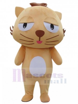 Réticent Chat jaune Costume de mascotte avec barbe brune Animal