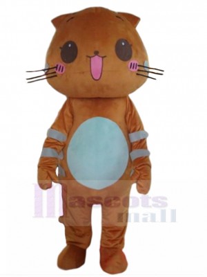 Mignonne Chat Orange Costume de mascotte avec bande blanche Animal