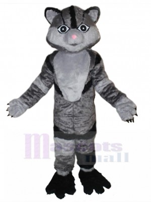 Chat gris foncé Costume de mascotte aux grands yeux Animal