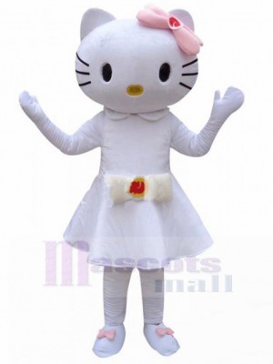 Pas cher Hello Kitty Costume de mascotte en robe blanche Dessin animé