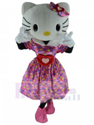 Abordable Hello Kitty Costume de mascotte en robe rose Dessin animé