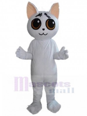 Renfrogné Chat blanc Costume de mascotte Animal