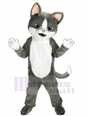Doux Chat gris et blanc Costume de mascotte Animal