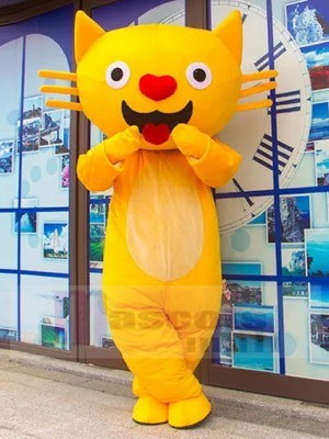 Chat jaune Costume de mascotte avec nez en forme d'amour Animal