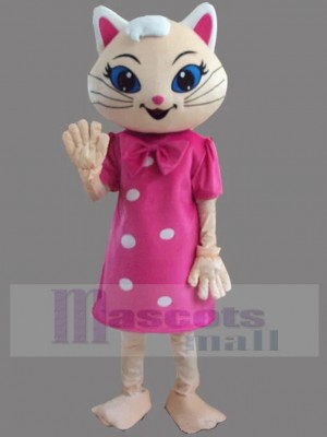 chat époustouflant Costume de mascotte en robe rose rouge Animal