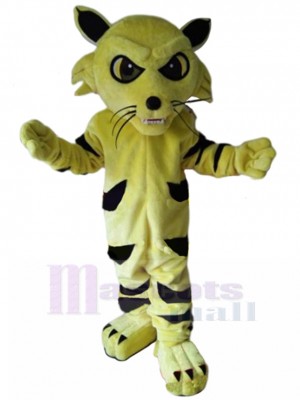 Chat Sauvage Jaune Costume de mascotte avec bande noire Animal