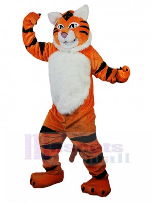 Tombe Tigre orange Costume de mascotte avec fourrure blanche Animal
