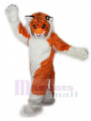 poil long Tigre orange et blanc Costume de mascotte Fursuit