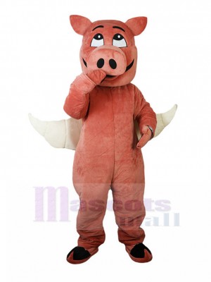 rire Rose Cochon volant Porc Costume de mascotte Animal