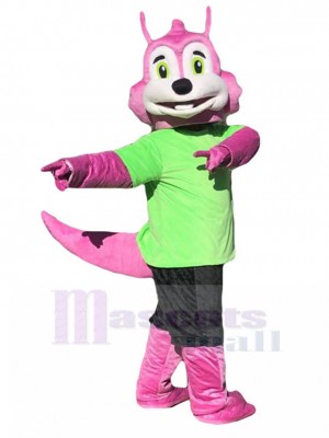 Rose Écureuil Costume de mascotte en chemise verte Animal