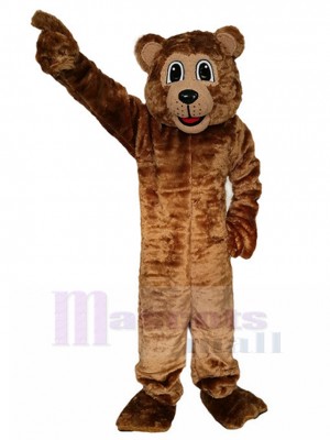 Souriant Ours brun Costume de mascotte avec de grands yeux Animal