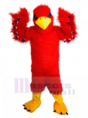 Longue Fourrure Aigle Rouge Costume de mascotte avec plume bleue Animal