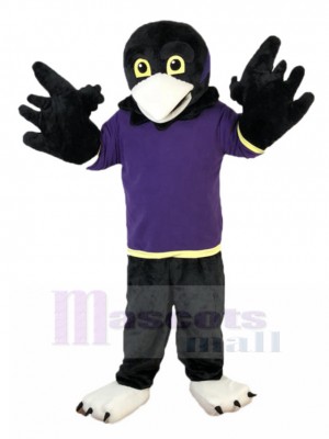 Aigle Noir Costume de mascotte en chemise violette Animal