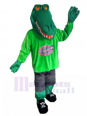 Crocodile Vert Costume de mascotte en chemise verte Animal