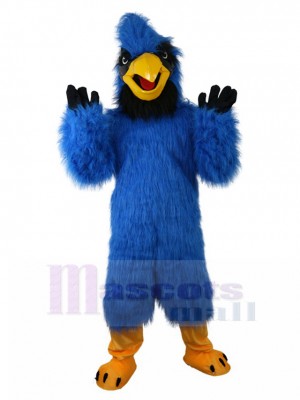 Velu Aigle bleu Costume de mascotte au visage noir Animal