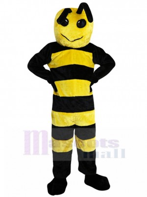 Sans sourire Abeille noire et jaune Mascotte Costume Insecte