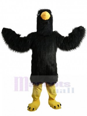 Réfléchi Aigle Noir Mascotte Costume avec Longue Fourrure Animal
