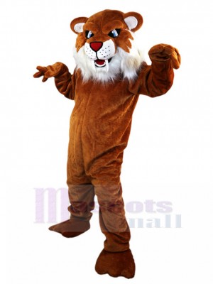 Tigre brun Mascotte Costume avec une longue barbe blanche Animal