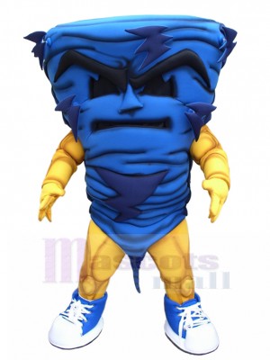 Horrible Bleu Tornade Mascotte Costume avec la foudre