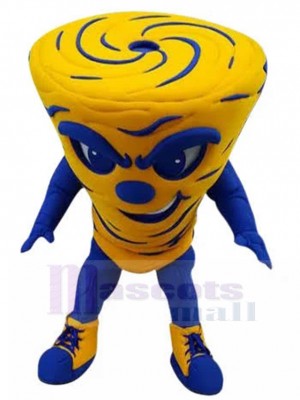 Ruineux Bleu et jaune Typhon Mascotte Costume Tornade