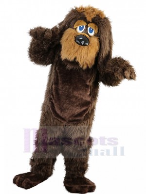 Poilu Chien marron Mascotte Costume avec de longues oreilles brunes Animal