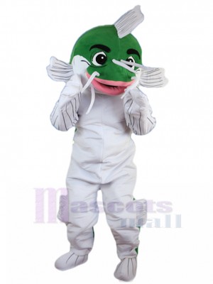 Excité Vert et blanc Poisson bar costume de mascotte Animal