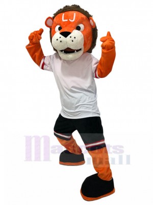 Sportif tigre costume de mascotte en t-shirt blanc Animal