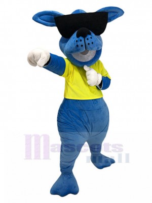 Frais Kangourou bleu costume de mascotte avec lunettes de soleil Animal