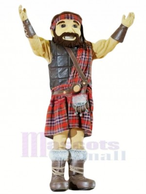 Heureux Highlander Avec Kilt Mascotte Costume Dessin animé