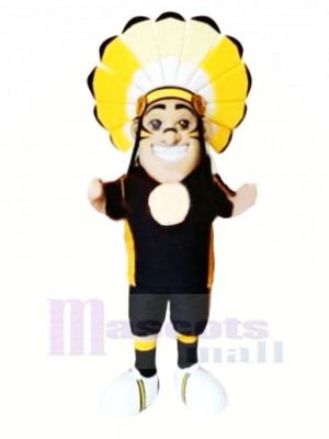 Indien Avec Jaune Coiffure Mascotte Costume Gens