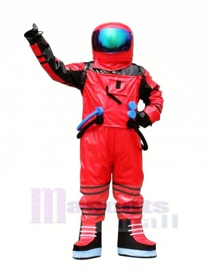 Rouge Astronaute Mascotte Costume Adulte