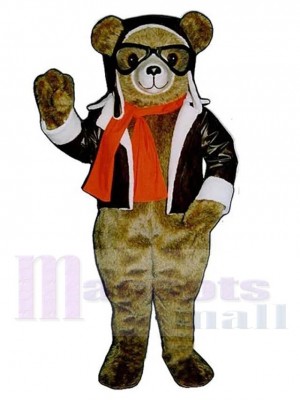 Aviateur marron Ours Costume de mascotte Animal