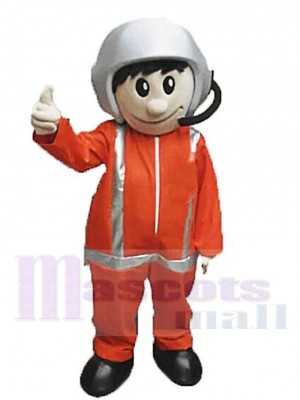 Orange mignonne Pilote Garçon Costume de mascotte Gens