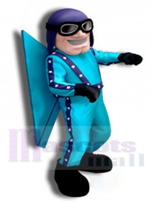 Bleu clair Pilote Miramar Costume de mascotte Gens