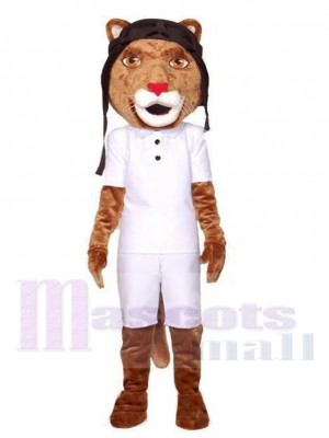 Pilote Lion en polo blanc Costume de mascotte Animal
