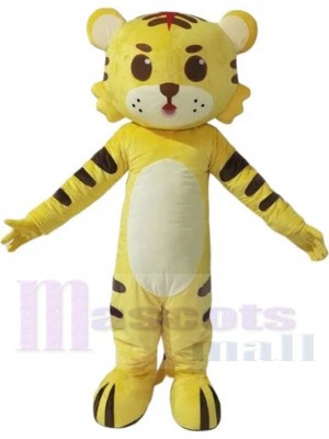 Tigre jaune Costume de mascotte Animal avec des rayures noires