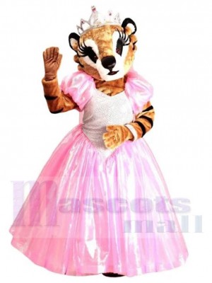 Beau Tigre Costume de mascotte Animal en robe rose