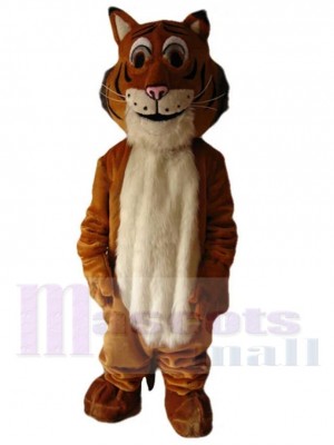 Marron et blanc Tigre en peluche Costume de mascotte Animal