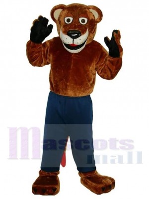 Tigre brun Costume de mascotte Animal en pantalon bleu marine